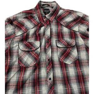 7 Diamonds Shirt Mens Large Short Sleeve Pearl Snap Plaid Western Cowboy